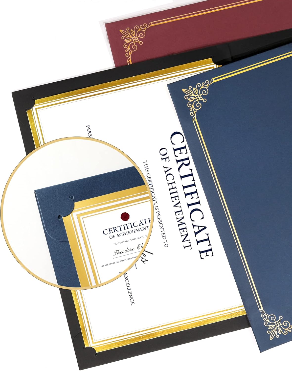 GNL Certificate Holders - 25 Packs Blue Diploma Holders, Certificate Covers with Gold Foil Border, for Letter Size 8.5 x 11 Certificate Paper, Award, Graduation, Documents
