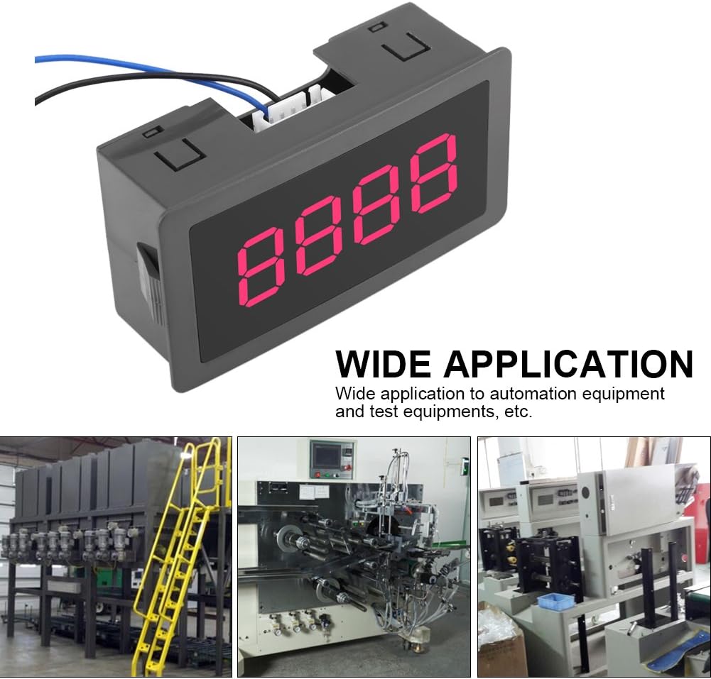 Auto Digital Counter Mini 4 Digit 0- Counter Up/Down Plus/Minus Panel Counter Meter with Cable(Red)
