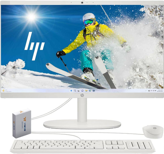 HP 2025 New 22 Inch All-in-One Desktop Computer • 32GB RAM • 1TB PCIe SSD • Intel CPU • Ultra-Quiet Design • Microsoft Office Trial • Wi-Fi 6 • White KB & Mouse • WOWPC Recovery USB • Windows 11