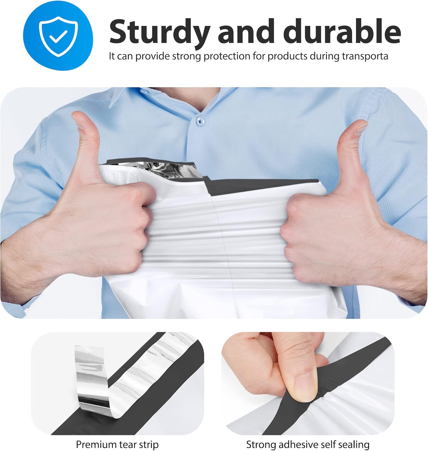 Fuxury 2000 Pcs 12x15.5" Poly Mailers,Waterproof Mailing Envelopes for Clothing, Strong Adhesive Poly Shipping Postage Bags for Small Business(White)