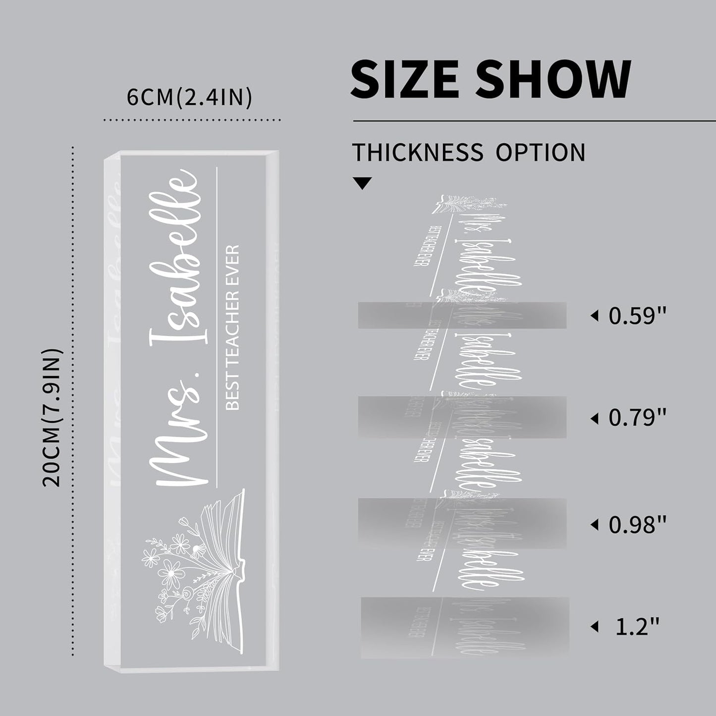 Personalized Desk Name Plates, Acrylic Engraved Teacher Name Plate for Desk, Custom Office Gifts & Desk Decor for Women Men, Back to School Teacher Appreciation Gifts