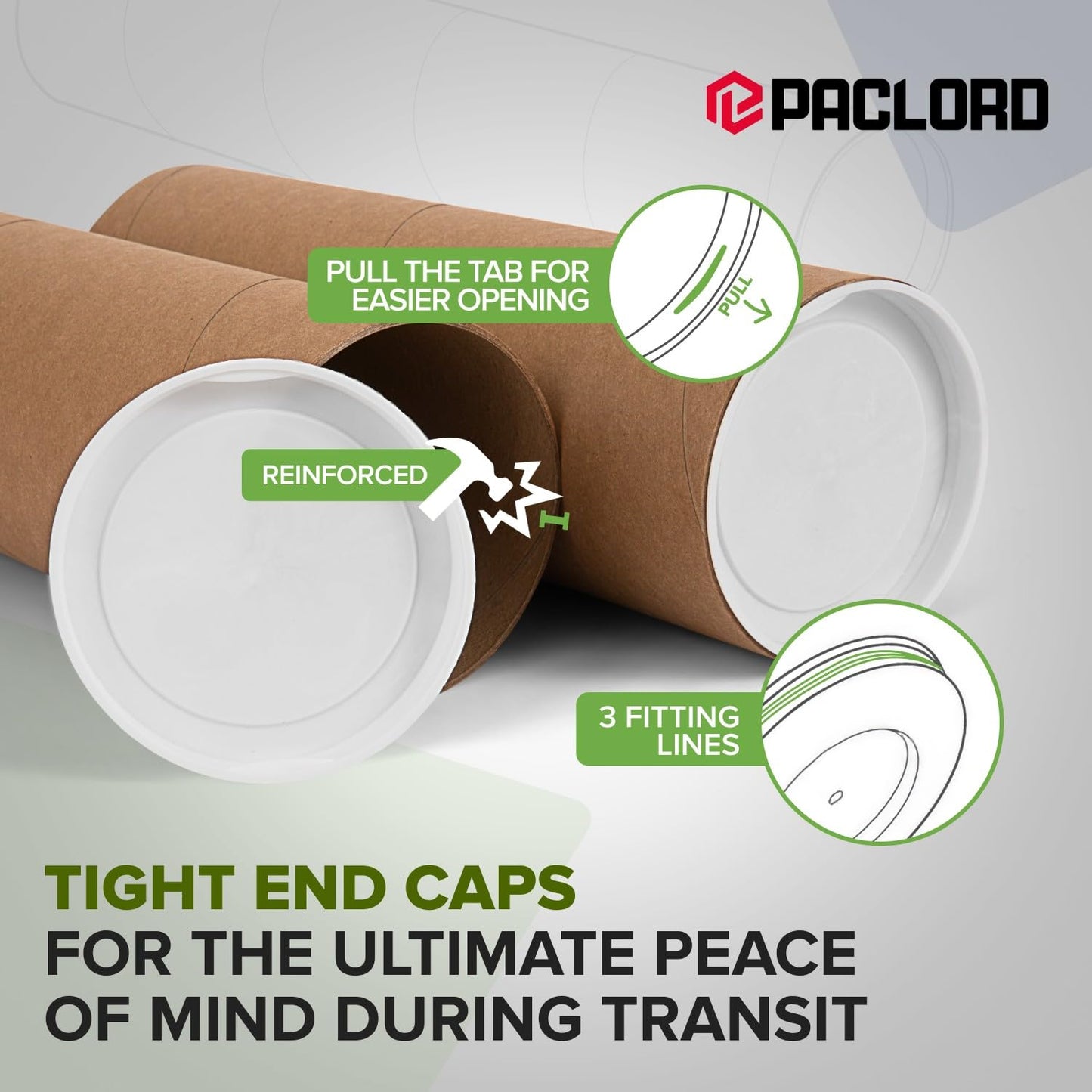 3" x 12" Reinforced Kraft Paper Mailing Tubes, Pack of 4 Tubes with 2 Caps Each – USPS Approved Poster Tube – Made in USA Cardboard Tube for Shipping and Storing Posters, Prints, Artwork, or Documents