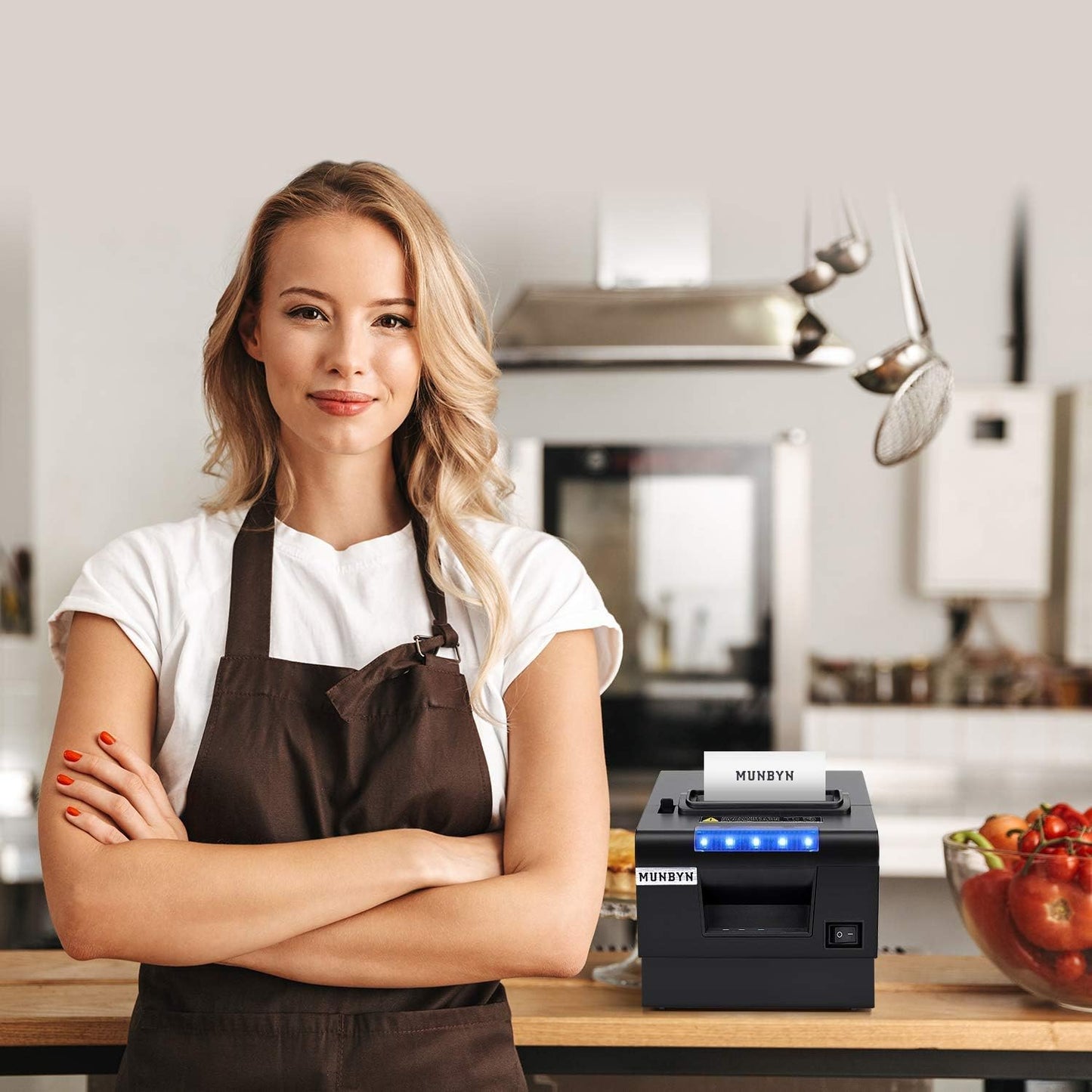 MUNBYN Receipt Printer P068, 3 1/8" 80mm Direct Thermal Printer, POS Printer with Auto Cutter - Thermal Receipt Printer with USB Serial Ethernet Windows Driver ESC/POS Support Cash Drawer