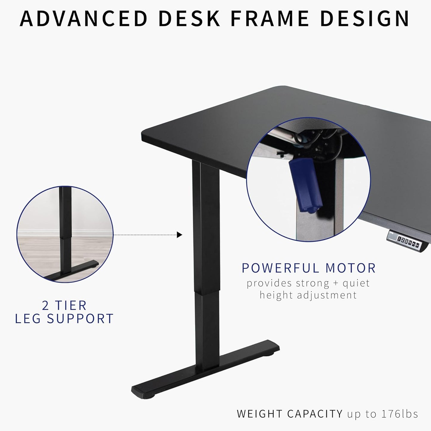 VIVO Electric 43 x 24 in Standing Desk, Memory Height Adjustment, 1B Series, One-Piece Dark Gray Top, Black Frame, DESK-KIT-1B4G