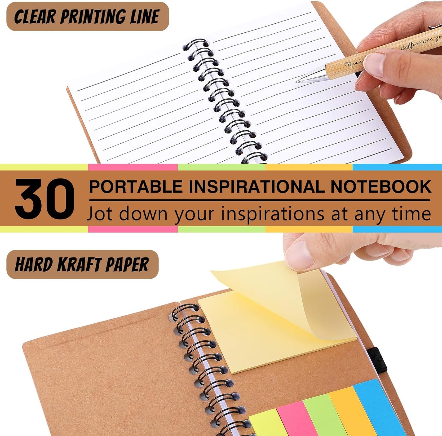 30 Sets Employee Appreciation Gifts Bulk Inspirational Spiral Notebooks with Sticky Notes Motivational Journals Ballpoint Pens Thank You Gifts for Teacher Nurse Coworker (30, Forget)