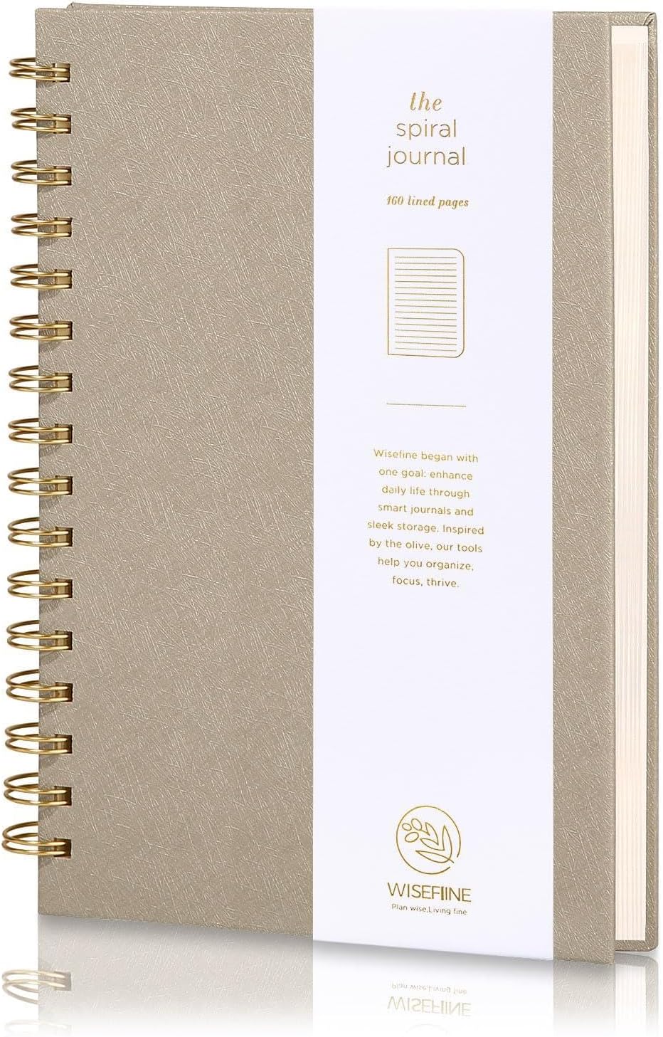 Spiral Journal Notebook with 160 Lined Pages – Hardcover Writing Journal with Gold Twin-Wire Binding, A5 College Ruled Notebooks for Work, School, Travel, Diary, Gift for Women & Men Khaki