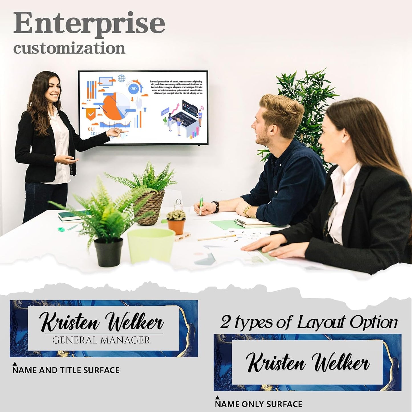 Personalized Name Plate for Desk - Custom Engraved Name Plates for Man - Boss Day Gifts for Boss - Acrylic Office Decor Appreciation Gifts for Teacher Nurse Coworker Social Worker (Navy)