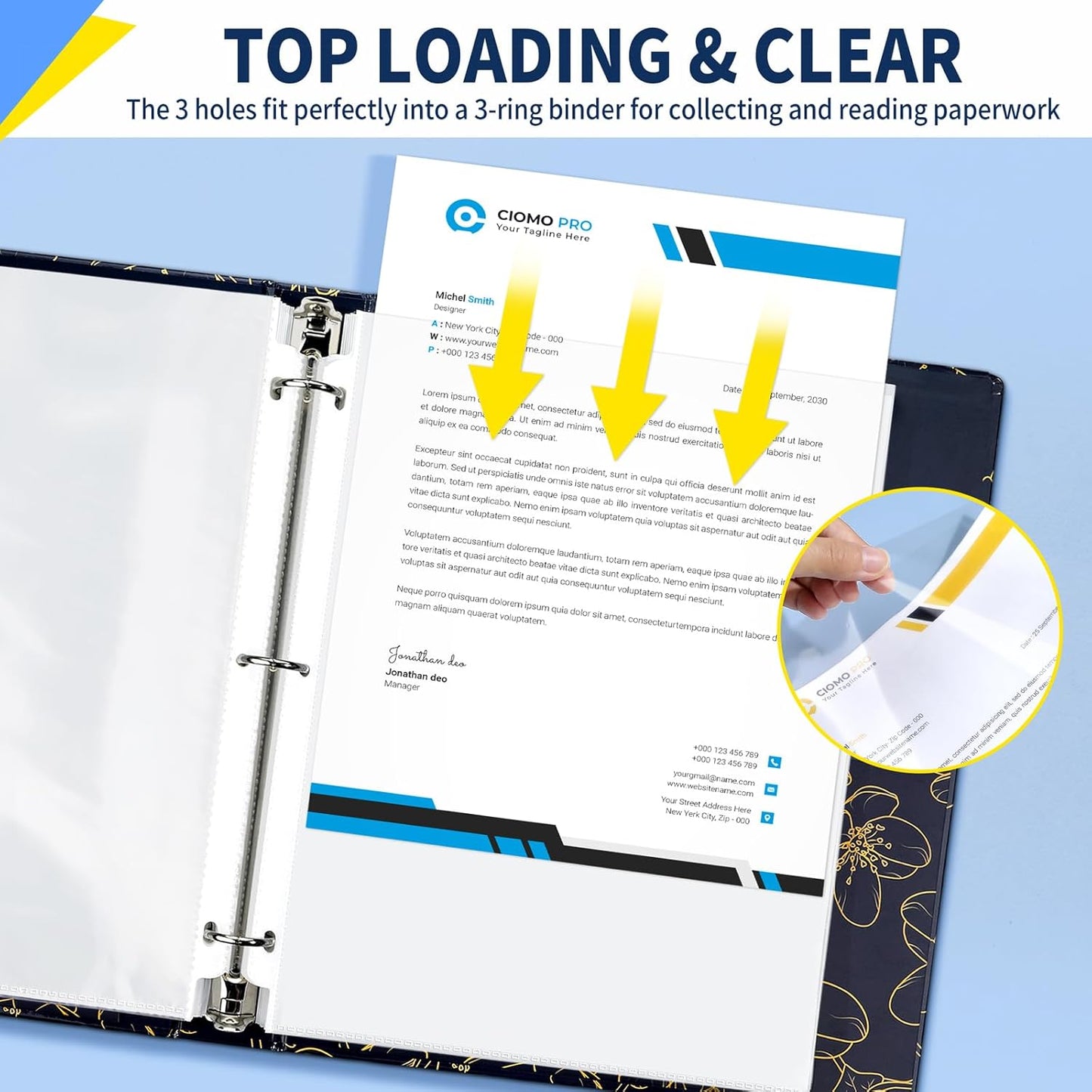 SUNEE Sheet Protectors 600 Packs for 3 Ring Binder, PVC-Free Clear Page Protectors 8.5x11 Inches Plastic Sleeves for Paper, Documents, Photos, Top Loading Binder Sleeves Letter Size