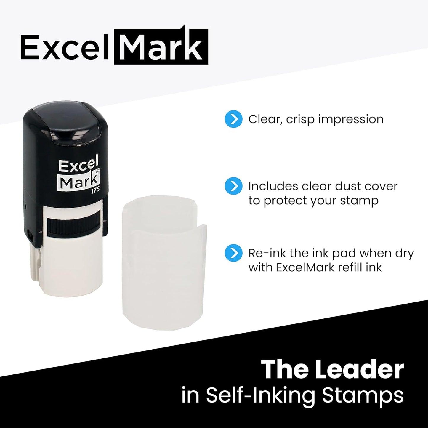 ExcelMark Custom Round Self Inking Inspection Stamp - 5/8" Diameter (2 Lines)