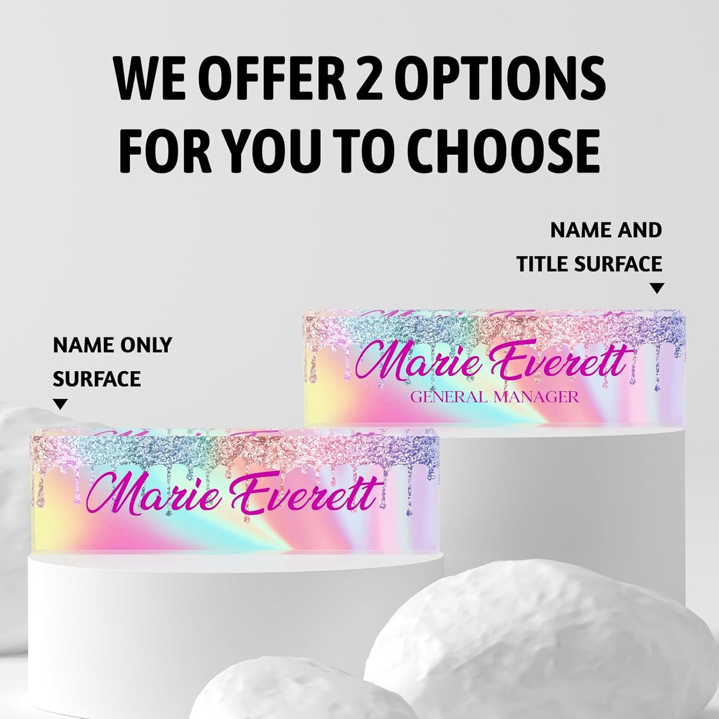 Custom Name Plate for Desk | Personalized Desk Name Plate | Personalized Boss Employee Appreciation Gifts | Acrylic Name Plate Office Desk Accessories (A-Colored Quartz)