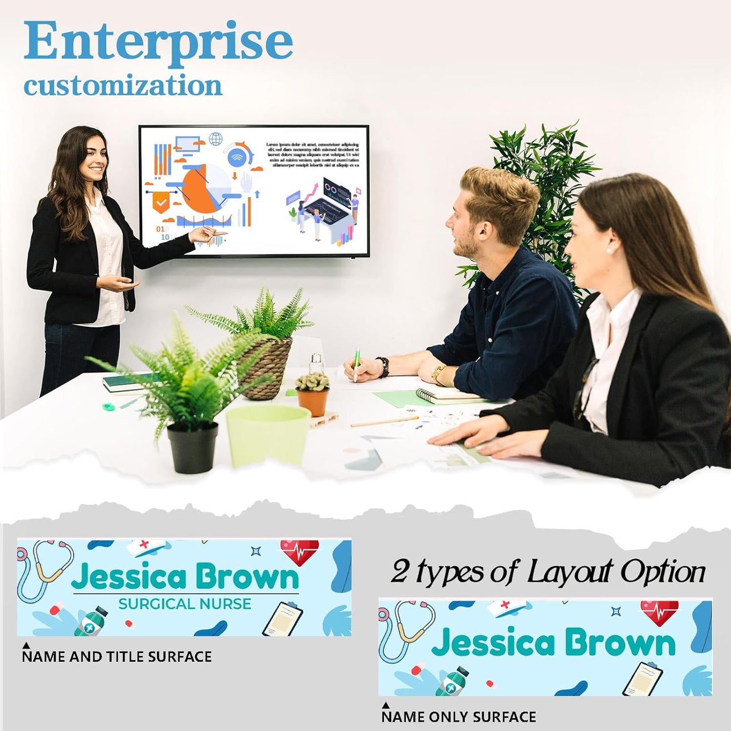 Personalized Name Plate for Desk -Nurse Day Gifts -Custom Name Plates for Woman -Acrylic Office Decor Appreciation Gifts for Nurse Practitioner Doctor(Pastel Blue)