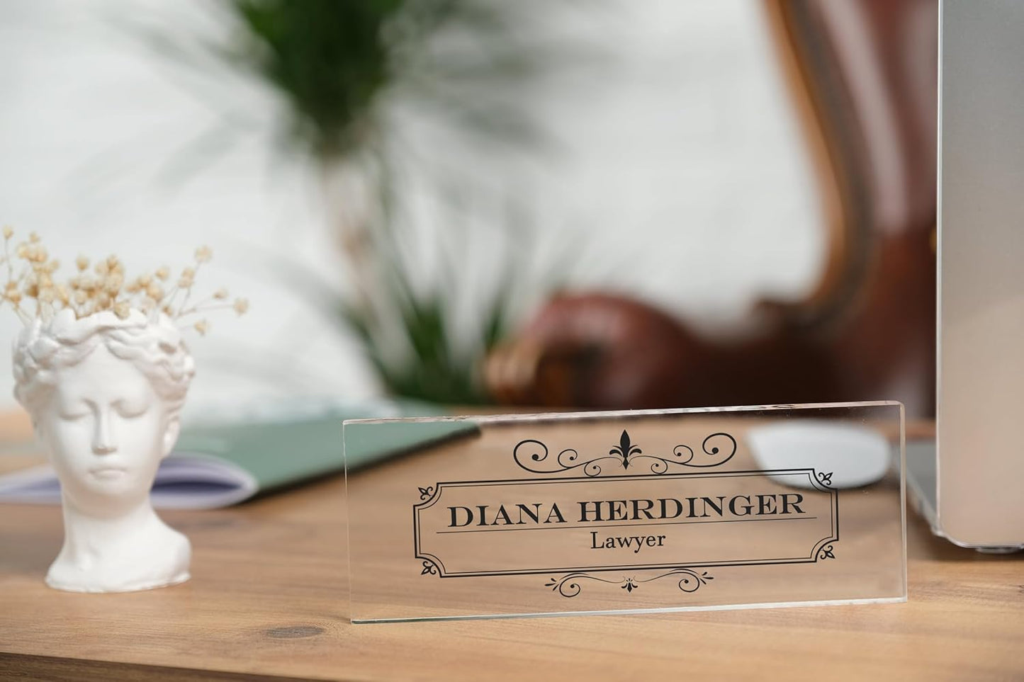 Personalized Desk Nameplate, Custom Acrylic Office Sign for Him Boss, Professional Name Plate for Coworkers, Unique Custom Gift Idea for Office, New Job Gift, CoWorker Gift, Phd Gift (Vintage Design)