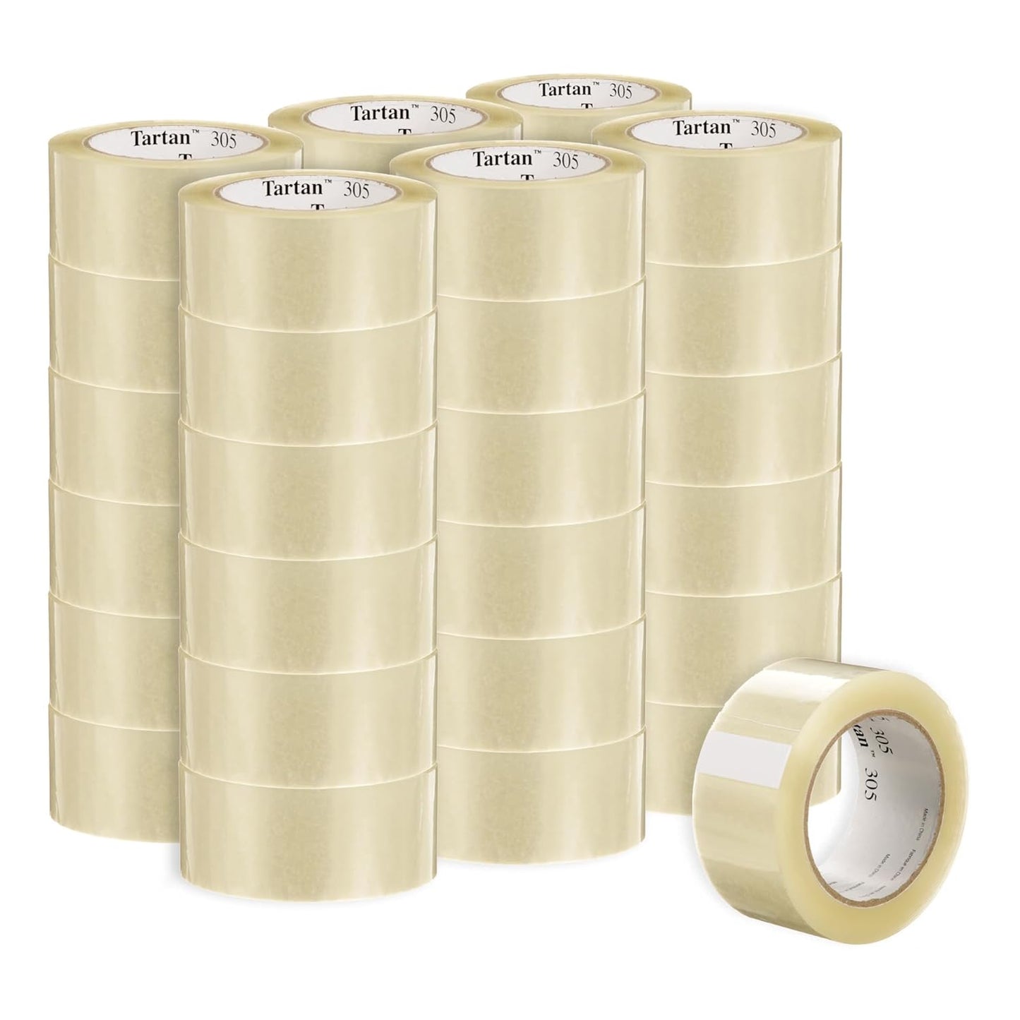 3M Tartan Box Sealing Tape 305, Clear, Light Duty, Durable, 1.88 in x 109.36 yds (48 mm x 100 m), 36 Rolls/Case