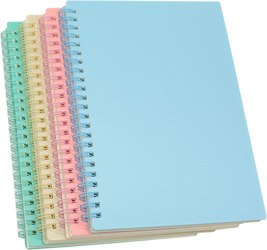 Yansanido Spiral Notebook, 4 Pcs 8.3 Inch x 5.9 Inch A5 Thick Plastic Hardcover 7mm College Ruled 4 Color 80 Sheets -160 Pages Journals for Study and Notes (4)