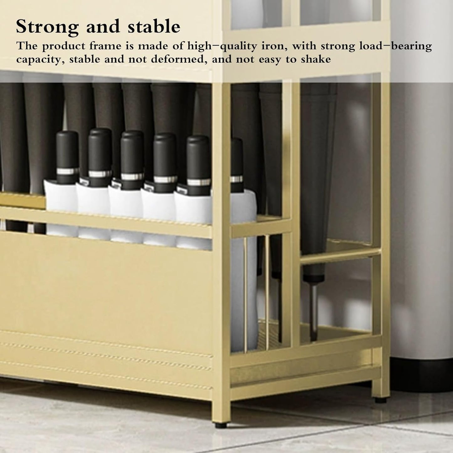 Umbrella stand indoor entryway,umbrella base stand,Umbrella Stand Racks Commercial Metal Umbrella Holder,School Office Hotel Corridor Entrance Umbrella Organizer,umbrella holder for entryway(Gold,48*2