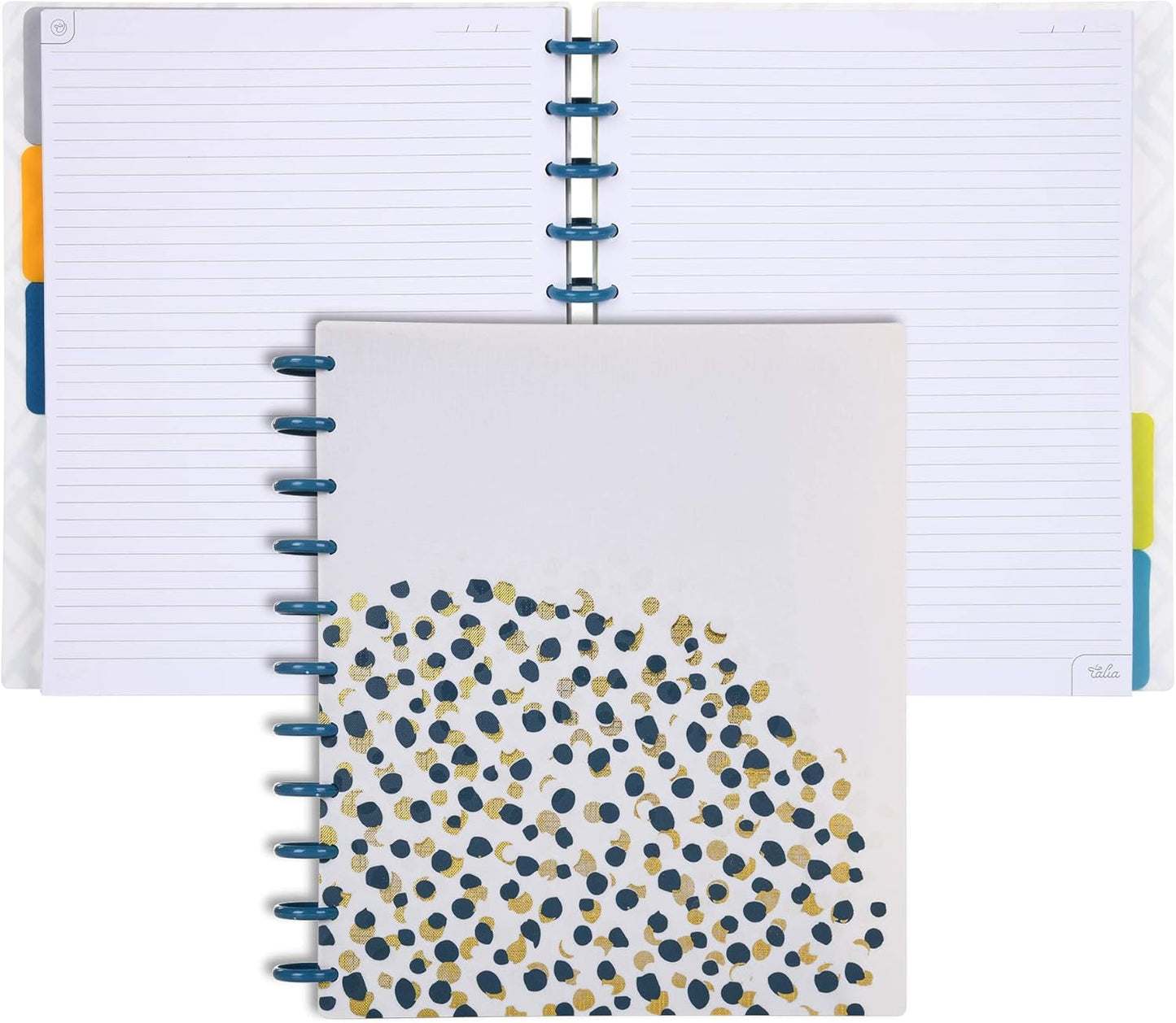 Talia Discbound Notebooks, Planner, Customizable, (Fireworks Deep Lake with Deep Lake Blue Discs, Letter (8.5in x 11in))