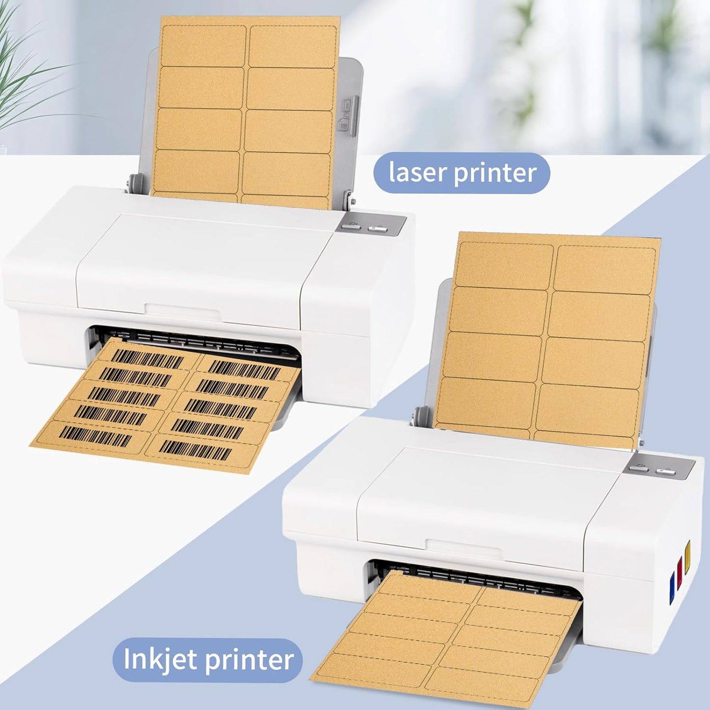 Shipping Labels Stickers, 2"×4" Printable Mailing Label for Laser/Inkjet Printing- Matte, Permanent Adhesive Labels Stickers (Kraft Brown)