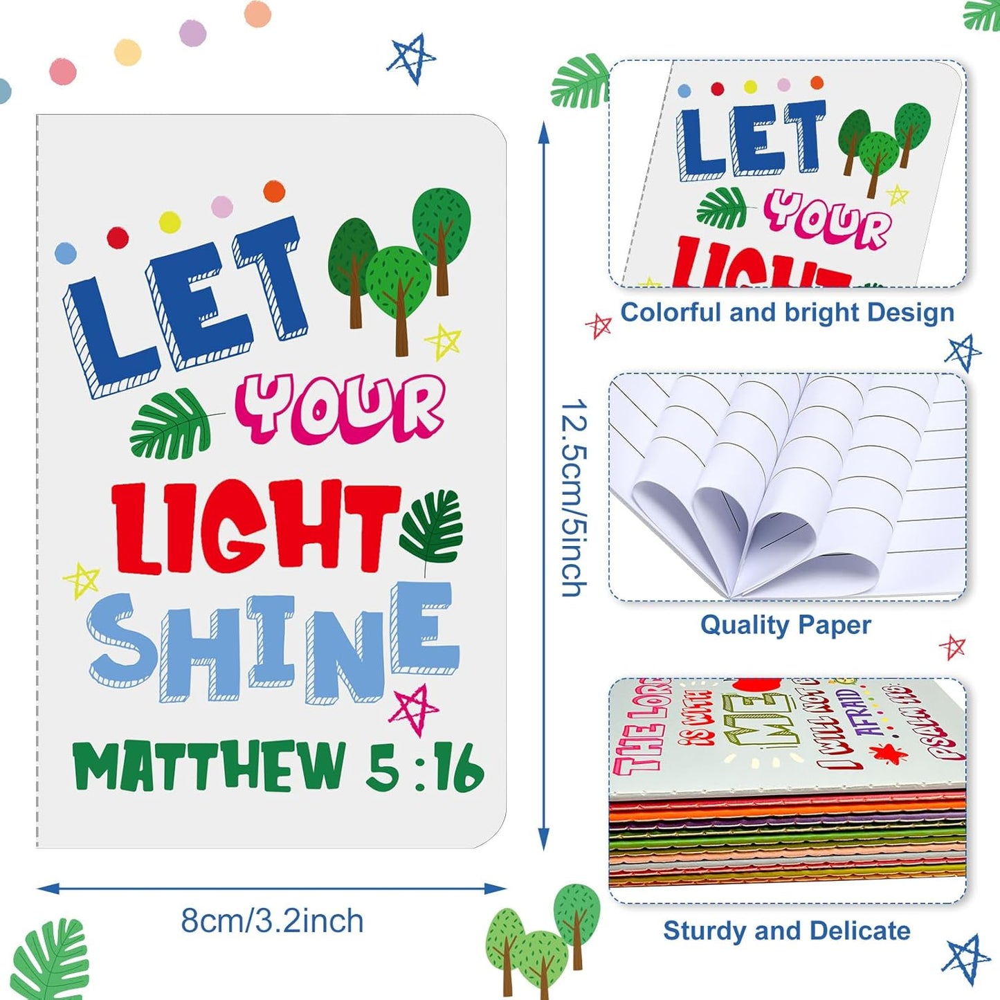 24Pcs Bible Verse Notepads,Mini Religious Pocket Notebooks Motivational Christian Small Inspirational Notepads Journals Gift Bulk Prizes for Kids Teacher School Home Travel Supplies (Bible Colorful)