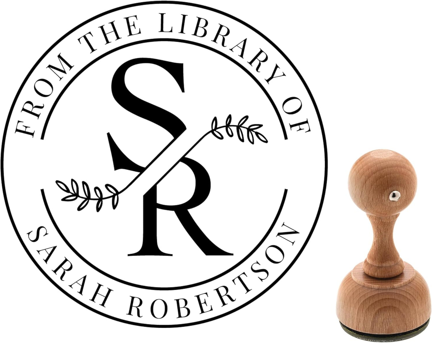 Custom Personalized Book Stamp Wood Handle from The Library of Ex Libris Stamper Name Stamps for Books Bookplate Book Lovers (Wood Handle Stamp 1 Piece)