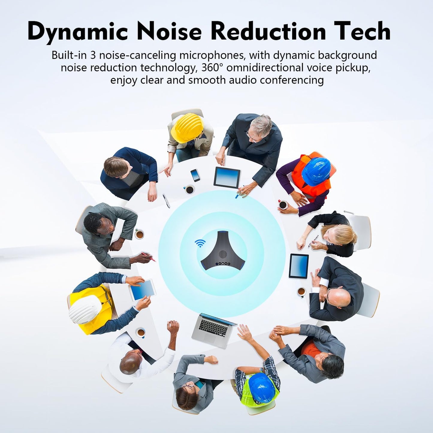 TOALLIN S68 Speakerphone, Wireless Conference Microphones with Speaker, 360° Omnidirectional Voice Pickup, Bluetooth & USB Computer Speaker and Noise-Reduction Mics for Business Meetings