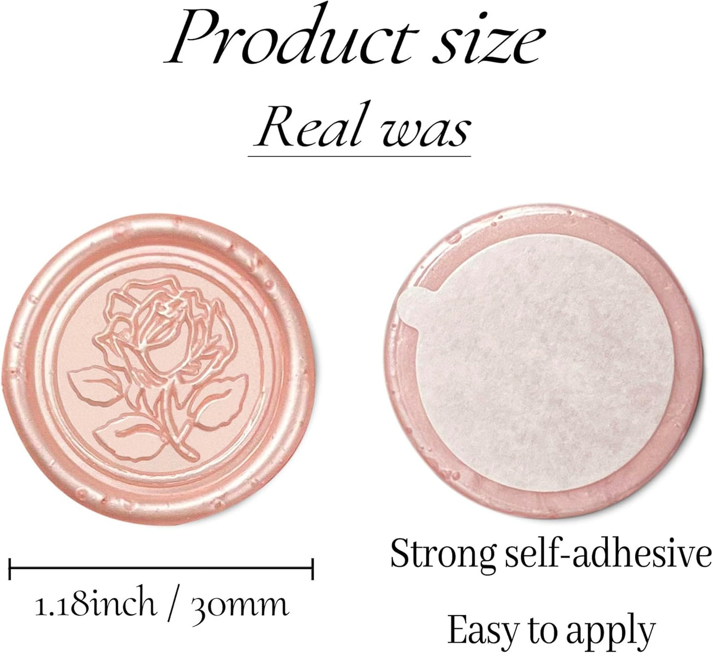Pink Metal Vintage Rose Style Wax Seal Stickers, 50 Pcs - Waterproof, Self Adhesive, for Wedding Invitations, Envelope, Gift Wrap, Christmas
