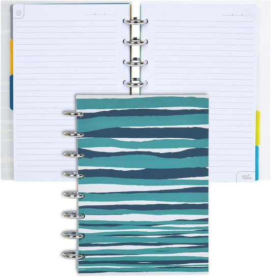 Talia Discbound Notebooks, Planner, Customizable, (yHorizon w/Silver Discs, Junior (5.5in x 8.5in))