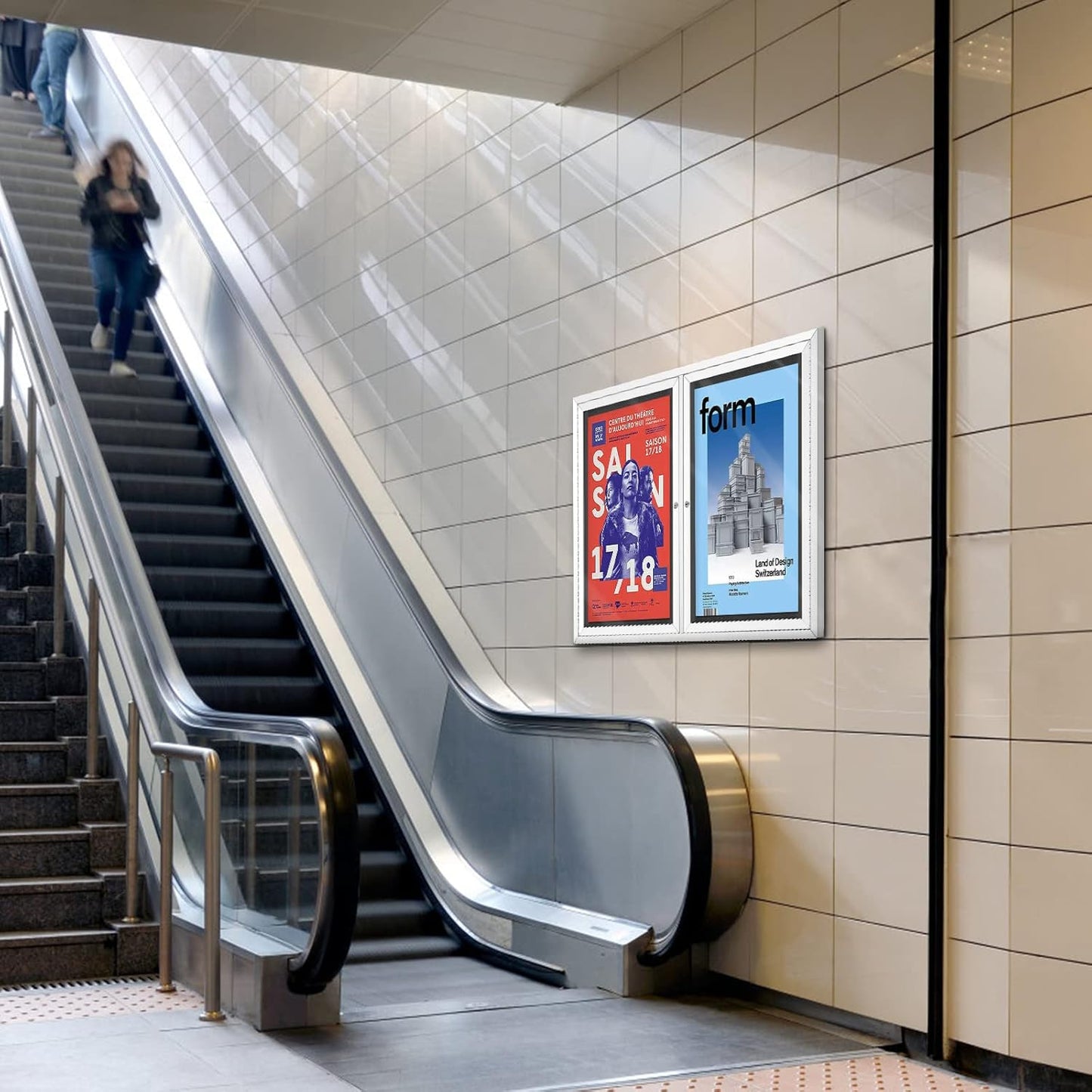 SWANCROWN Weather Resistant Enclosed Bulletin Board Felt Displays Boards Wall Mounted Notice Case with 2 Swing-Open Locking Doors, Black Felt, 48x34 inches