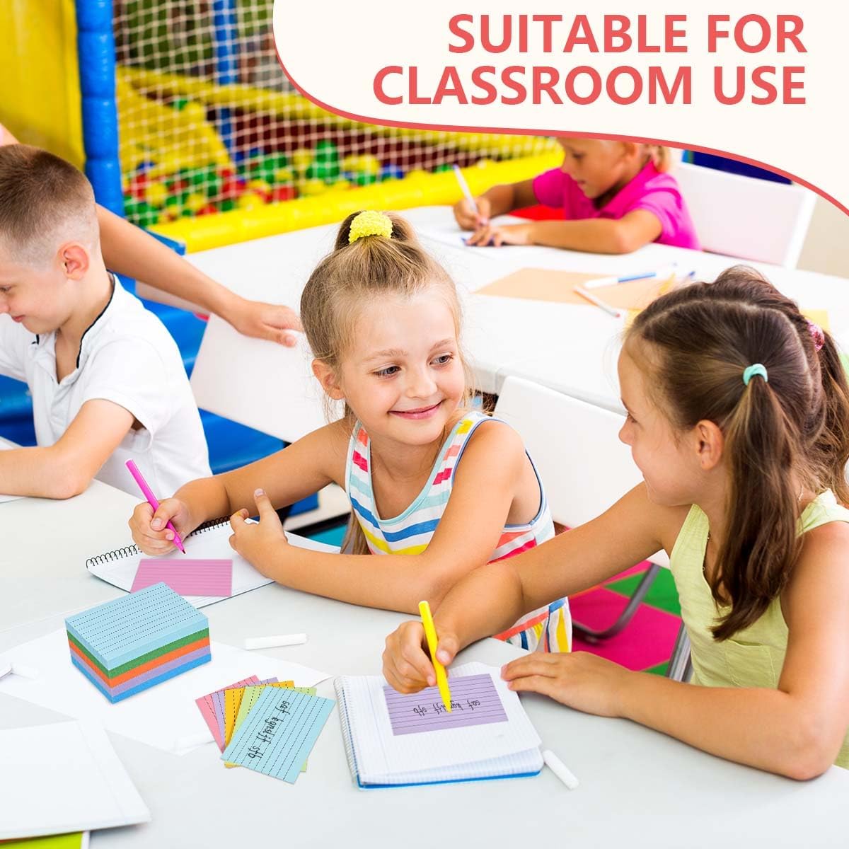 OBTANIM 500 Count 3 x 4 Inch Index Cards Assorted Colors Ruled Index Flash Cards for Studying Taking Note Office Home and School Daily Recording