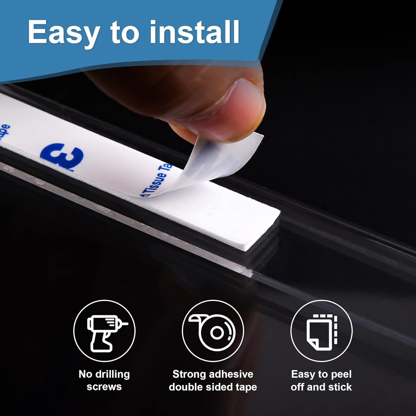 Lesnlok 10 Pack Wall Mount Acrylic Sign Holder 3x5 inch，with 3M Tape Adhesive for Office, Home, Store, Restaurant, No Drilling