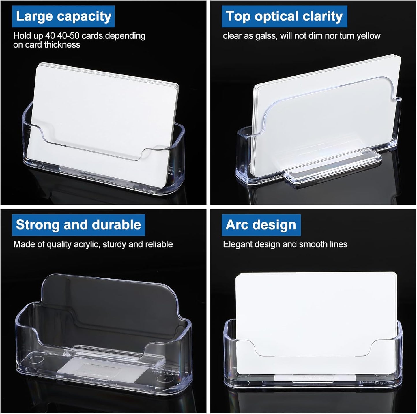 Bucherry Acrylic Business Card Holder Clear Desktop Business Card Holder Display Desk Stand for Office Exhibition Paper Brochure Supplies(96 Pieces)