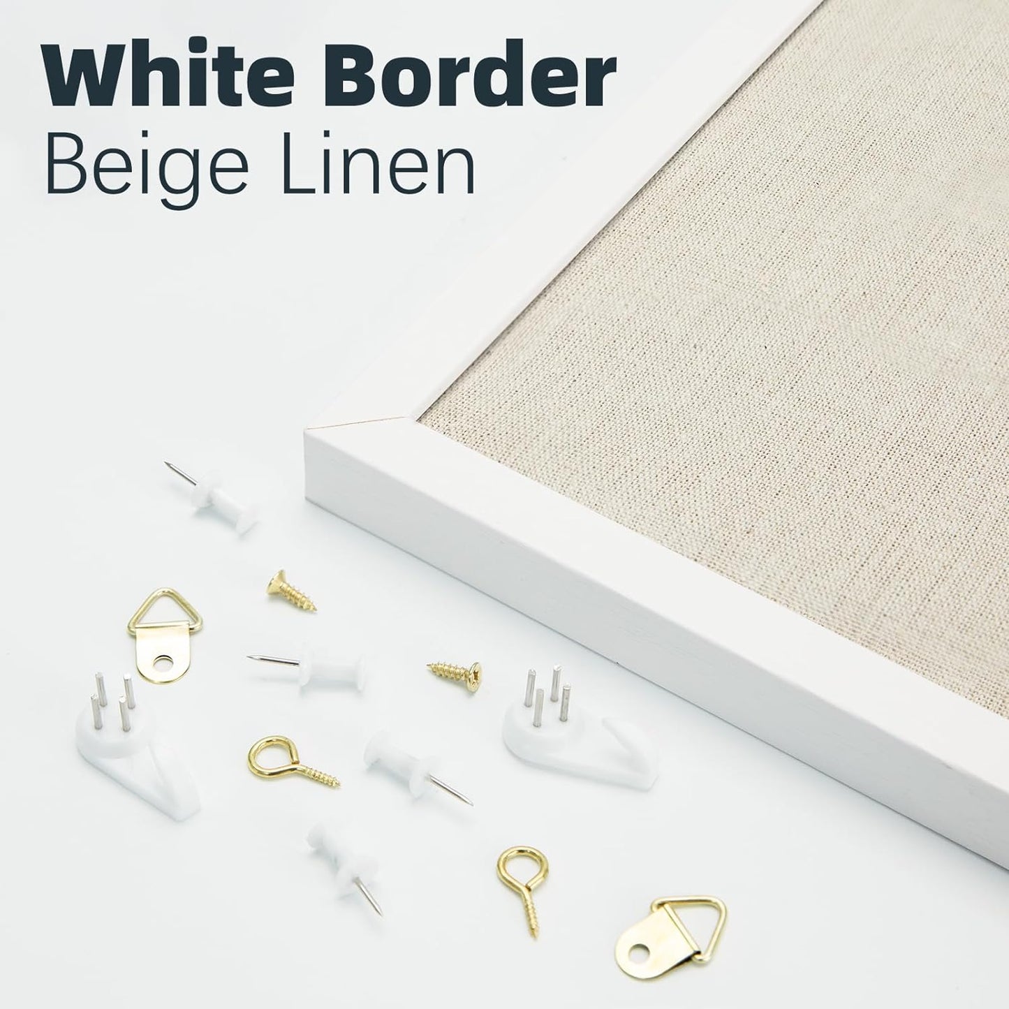 OWLKELA 24'' x 36'' Linen Bulletin Board, White Framed Corkboard, White Oak Frame Linen Cork Board, Vision Board and Decorative Hanging Pin Board