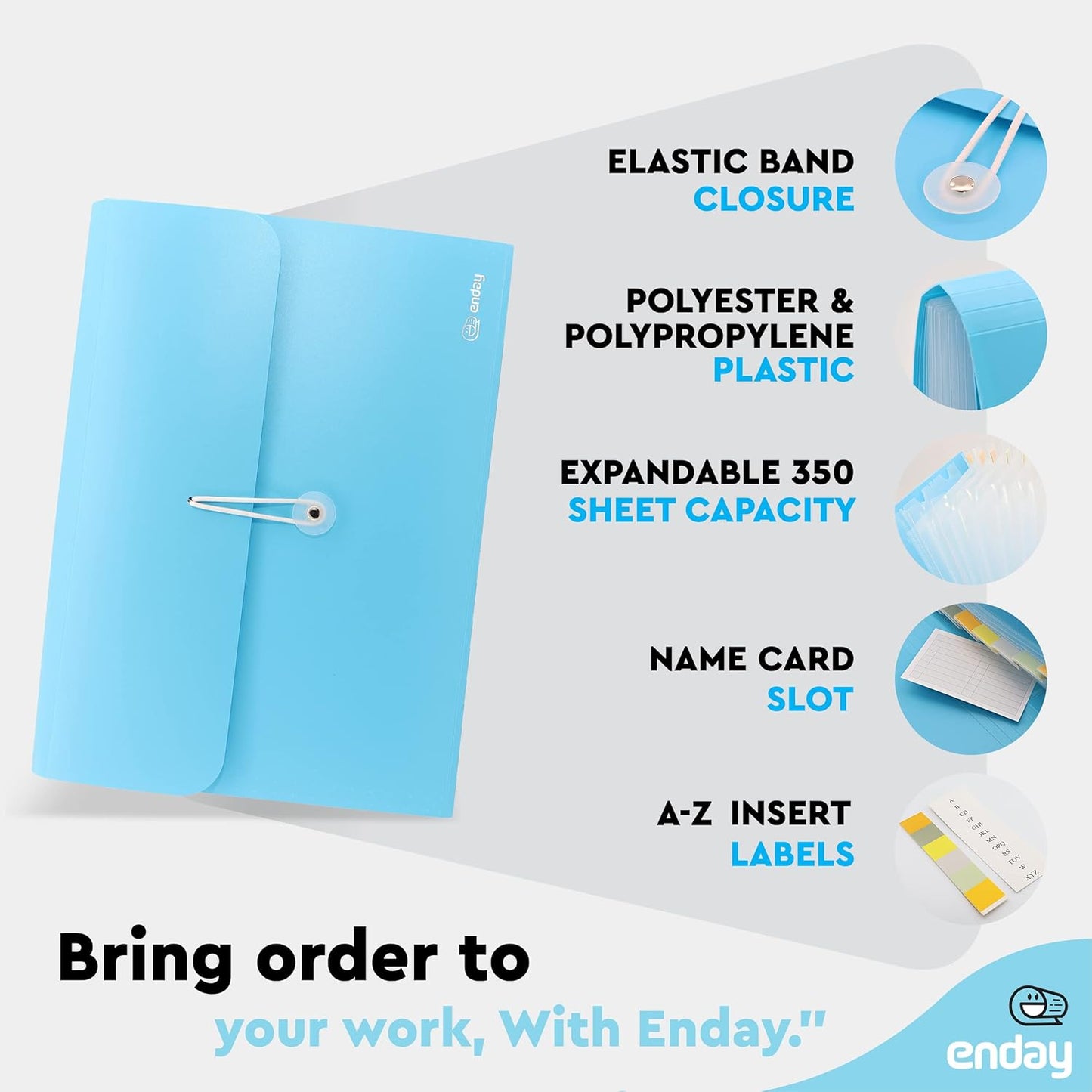 Accordion File Organizer, 13 Pocket Expanding File & Cover Folder with Labels, Plastic Portable Desktop Supplies Letter A4 Paper in Blue, Red, Green, Pink, Purple, Grey, Multicolor, (6 Pc) –by Enday