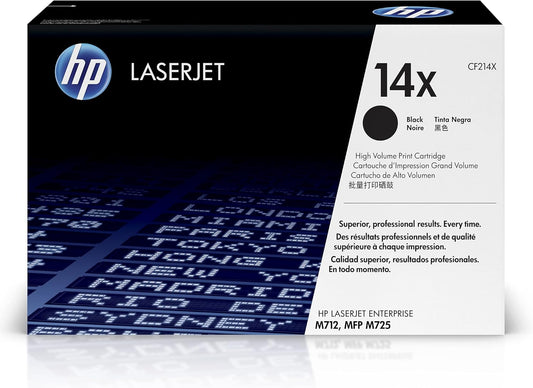HP 14X Black High-yield Toner Cartridge | Works with HP LaserJet Enterprise M712 Series, HP LaserJet Enterprise MFP M725 Series | CF214X