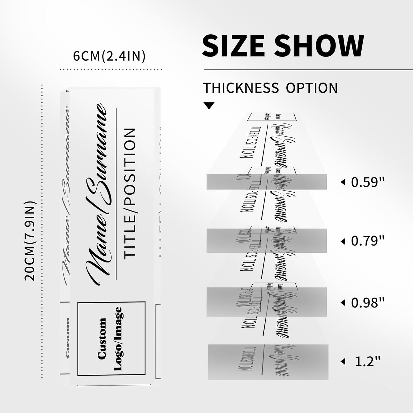Name Plate for Desk, Custom Logo Desk Name Plate Personalized, Custom Acrylic Name Plate for Office Desk Decor, Employee Appreciation Gifts The Office Gifts for Men and Women with Image and Text