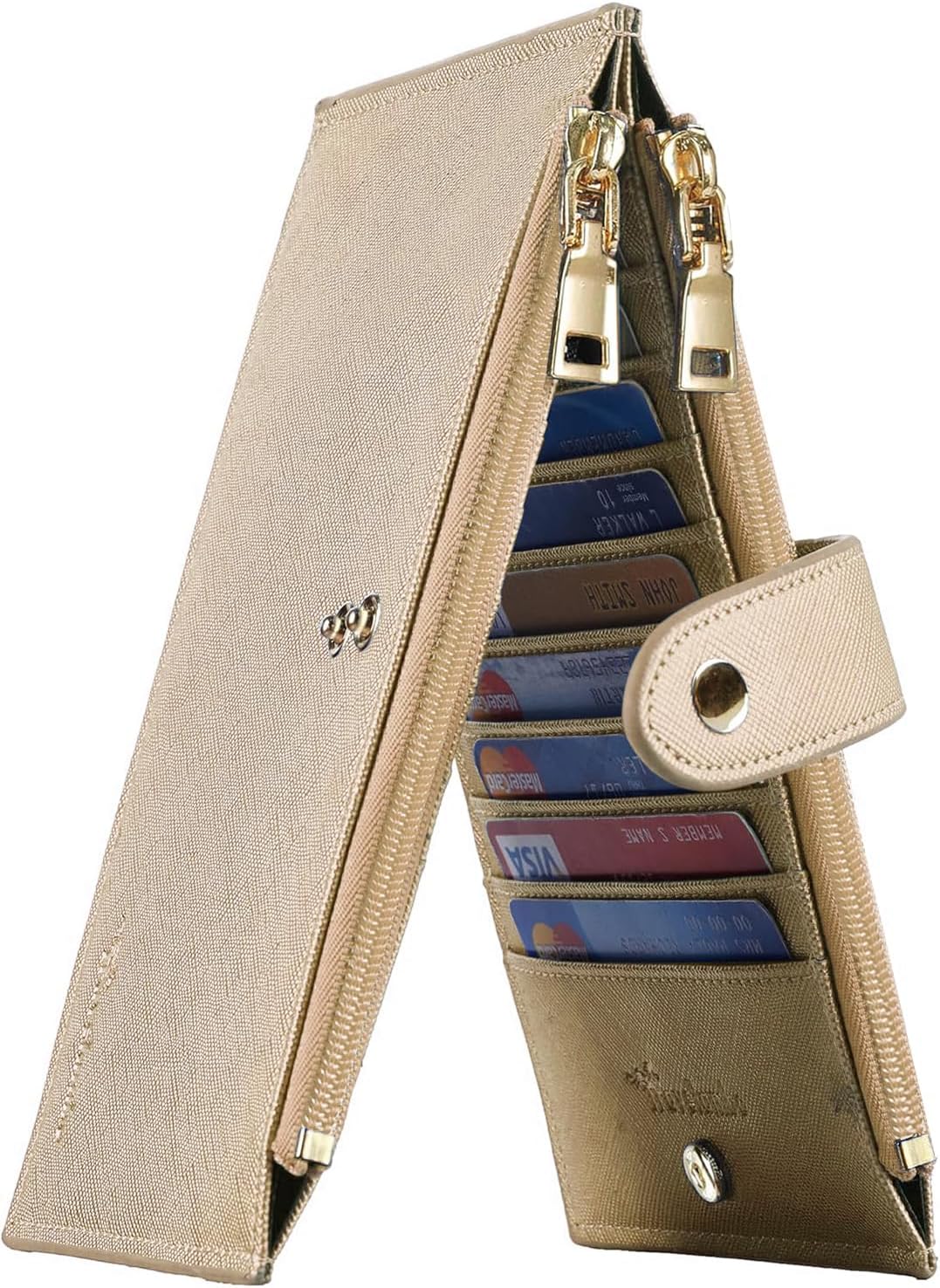 Travelambo RFID Wallet Women Large Size Bifold Multi Card Wallet Case with Zipper Pocke Credit Card Holder for Women