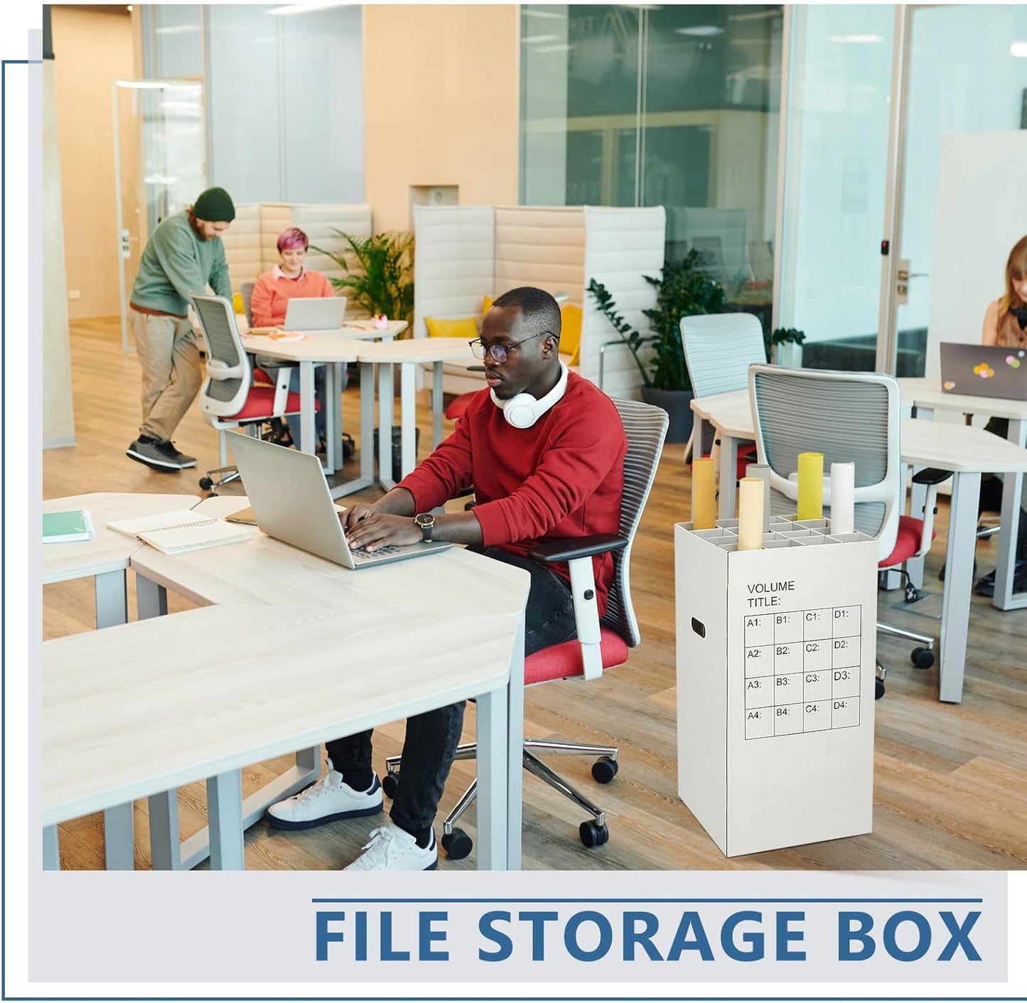 PerKoop 1 Pack Blueprint Holder Storage Organizer for Storing Poster Anchor Charts 16 Slots 25 x 14.2 x 14.2 Inch Blueprint Roll File Holder for Architectural Map School Office Home Items