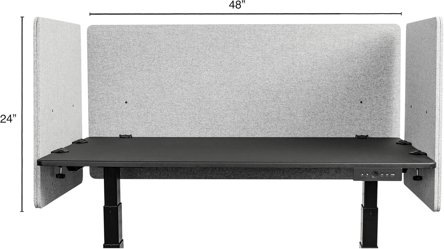 Stand Up Desk Store ReFocus Clamp-on Acoustic Desk Divider Privacy Panel That Reduces Noise and Visual Distractions (Cool Gray, 47.25" x 23.6", 23.6" x 23.6", & 23.6" x 23.6")