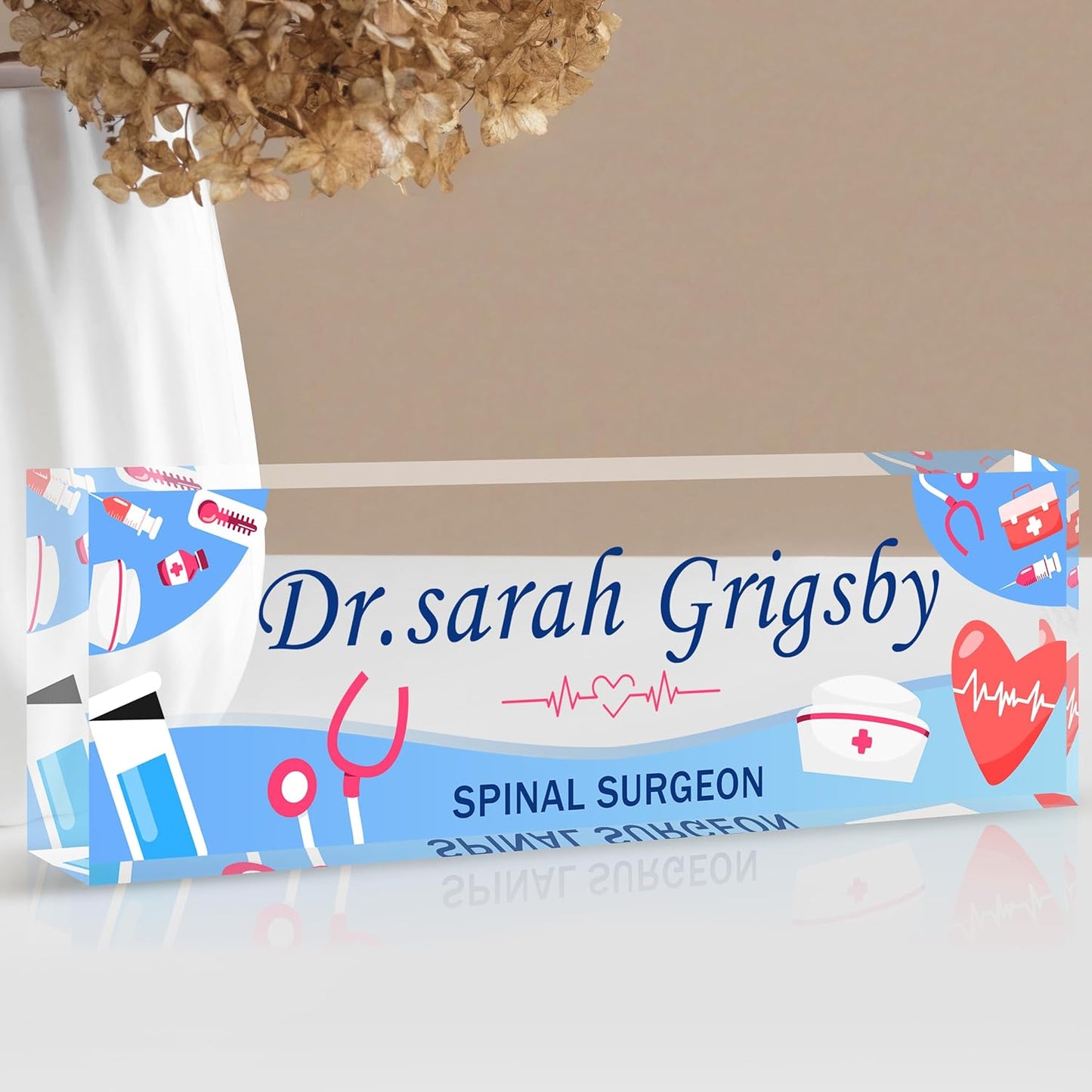Custom Name Plate for Desk | Personalized Desk Name Plate | Personalized Boss Employee Appreciation Gifts | Acrylic Name Plate Office Desk Accessories (A-for Nurse)