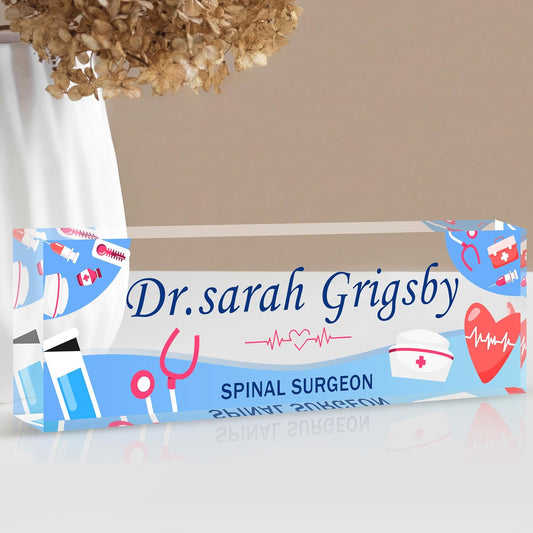 Custom Name Plate for Desk | Personalized Desk Name Plate | Personalized Boss Employee Appreciation Gifts | Acrylic Name Plate Office Desk Accessories (A-for Nurse)