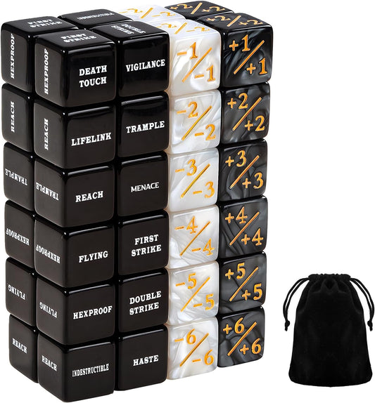 48 Pieces MTG Counter Token Dice Counters Marble Keyword Counters life Counter Tokens Dice Buff Tokens Compatible with Magic Card Game Accessories CCG Creature Stats (Classic, 48)