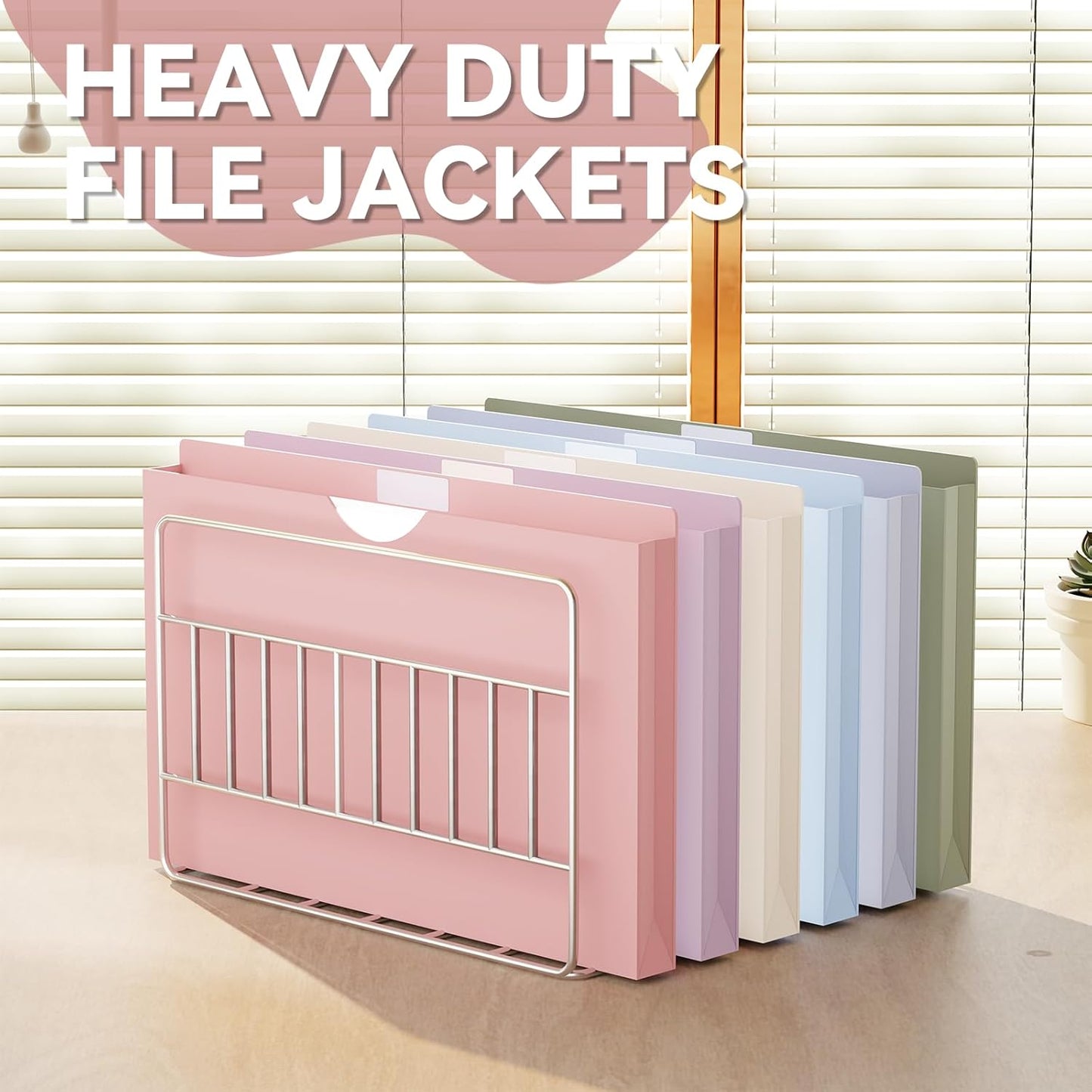 Plastic 1 Inch File Jackets Legal Size,12 Pack Manilla Pocket Folders,Expandable File Jackets for Document,Heavy Duty Expansion Pocket,Reinforced Straight Cut Tab,Poly File Jacket,Pastel Color