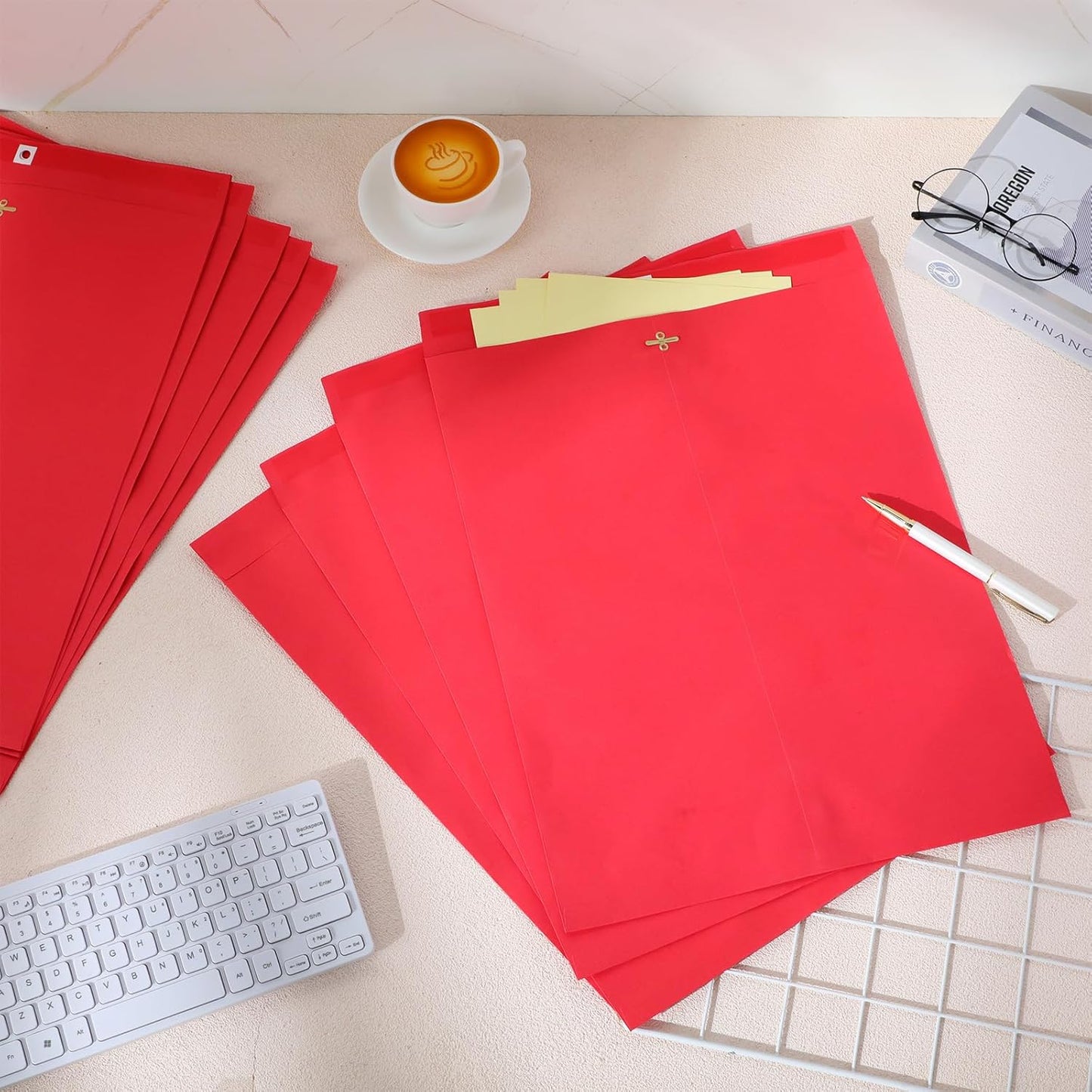 40 Pcs Extra Large Mailing Clasp Envelopes 14 x 18 Inch Jumbo Kraft Catalog Manila Envelope with Clasp Closure for Oversized Big Document Office Home Business School Storing Mailing(Red)