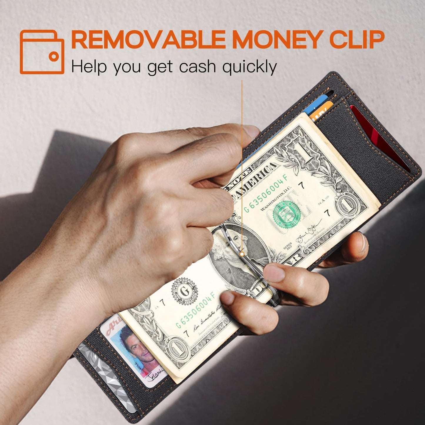 Slim Money Clip Wallets for Men RFID Blocking 11 Card Holder Minimalist Small Thin Carbon Leather Bifold Mens Front Pocket Wallet Gift Box