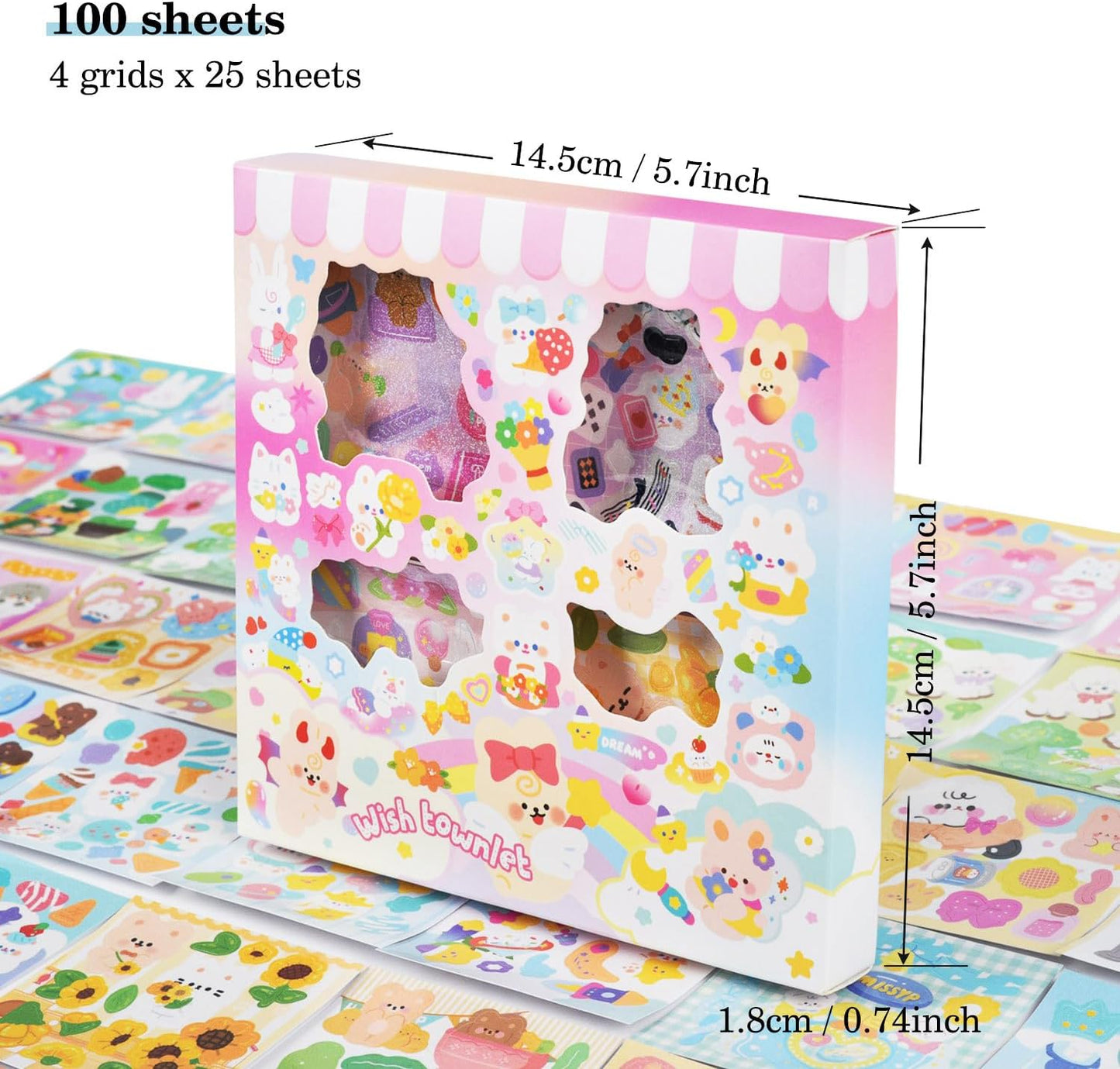 Kawaii PVC Animals Scrapbook Stickers,EAMOTOL 800 PCS/100 Sheets Cute Ducks Bear Bunny Dog Clipping Sticker for Journaling Laptop Planners Scrapbooking Diary Album Notebook Handbook Calendar DIY Craft