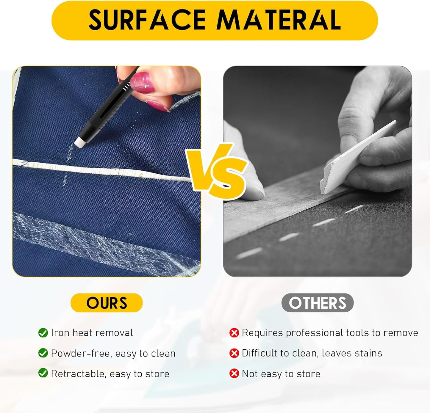 Heat Erasable Fabric Marker for Sewing, Embroidery, Quilting, Washable Erasable Replaceable Refill Marker Pen, Heat Erasable Pens Suitable for Cotton, Knitted Fabrics (1 Pen ＆ 20 Refills)