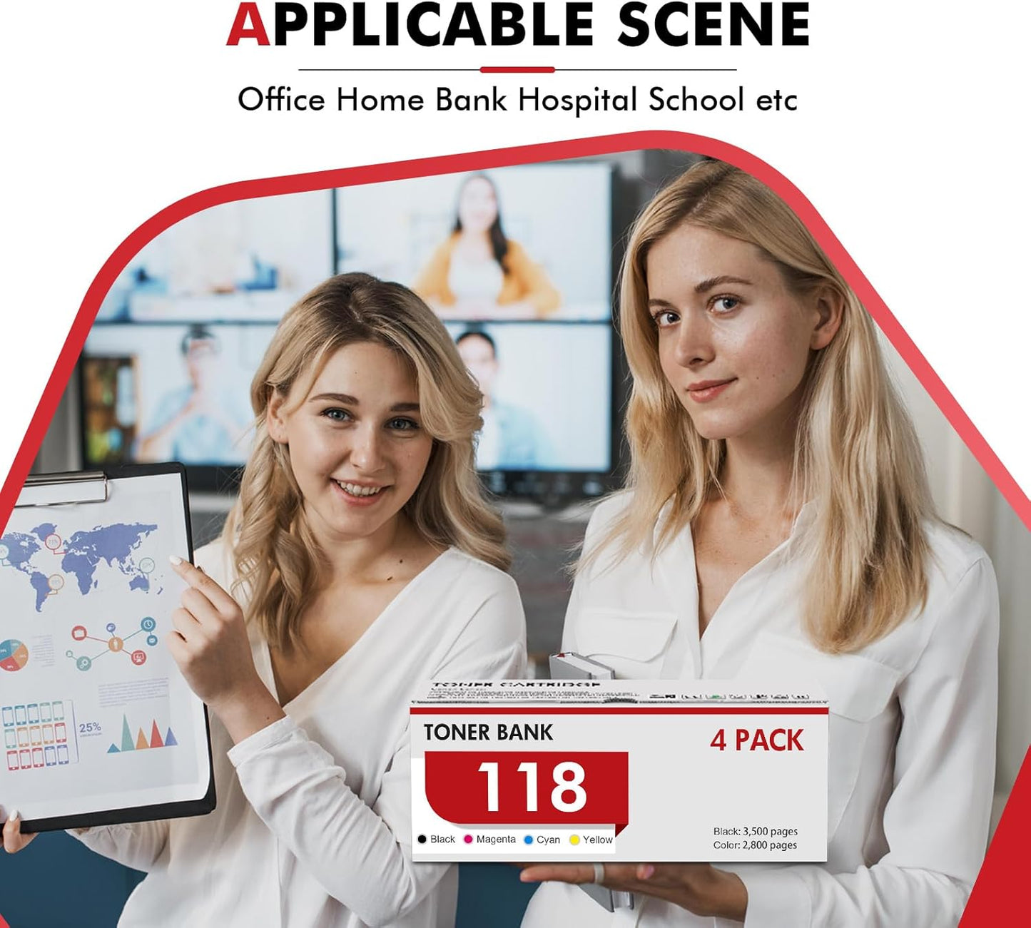 118 Toner Cartridges Compatible Replacement for Canon 118 CRG118 CRG-118 Toner for ImageCLASS MF8580Cdw MF8380Cdw MF8350Cdn MF726Cdw LBP7660Cdn LBP7200CDN MF729CDW Printer (Black Cyan Magenta Yellow)