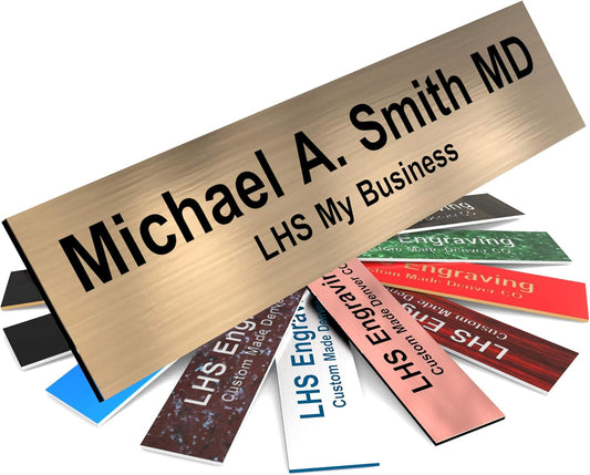 Engraved Name Plates for Door Sign Personalized Brushed Copper Pattern Plastic Plaque with Black Letters - Made in USA 2x6 M5