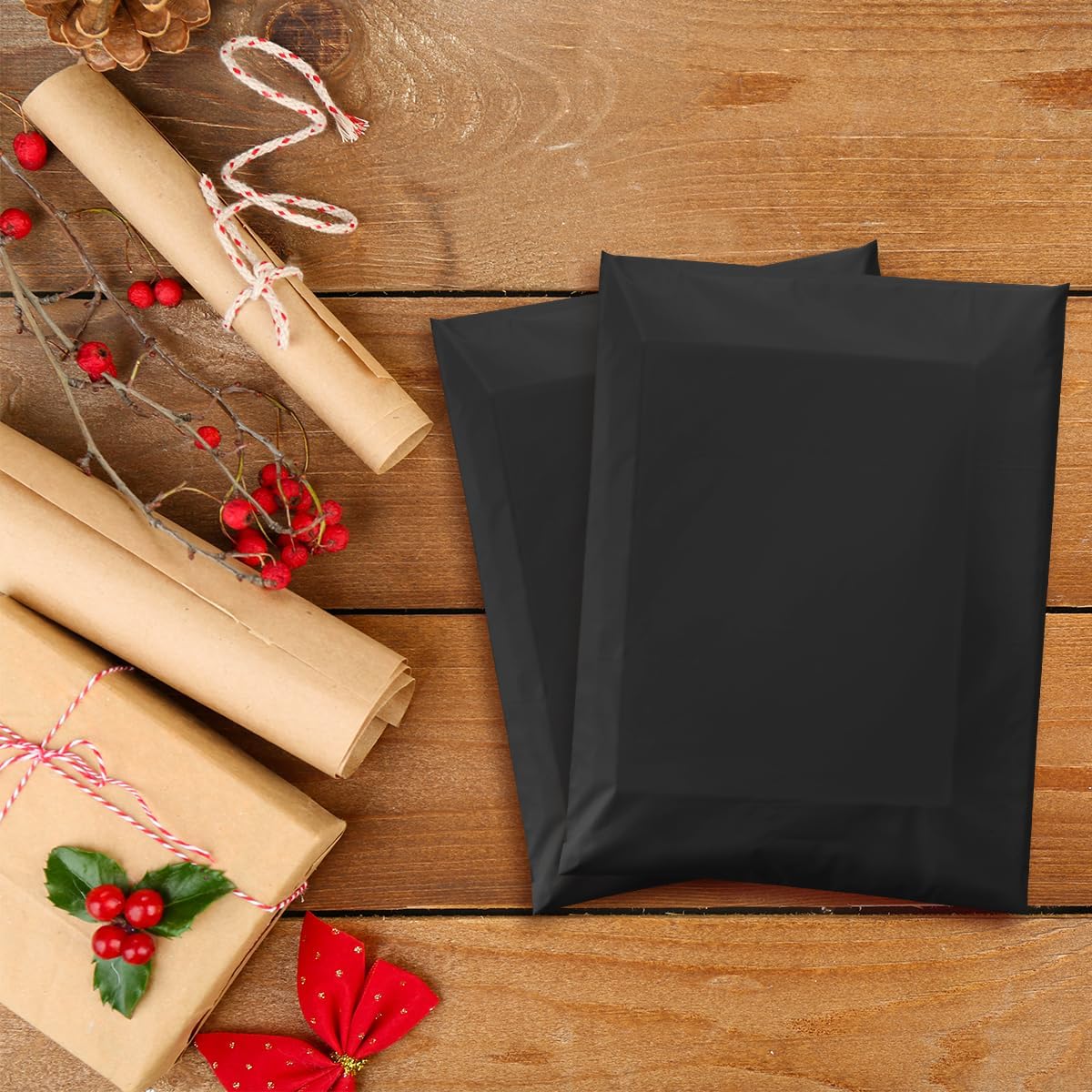 UCGOU Poly Mailers 14.5x19 Inch Black 200 Pack Large Shipping Bags #7 Strong Thick Mailing Envelopes Self Sealing Adhesive Waterproof and Tear Proof Boutique Packaging Postal for Clothing