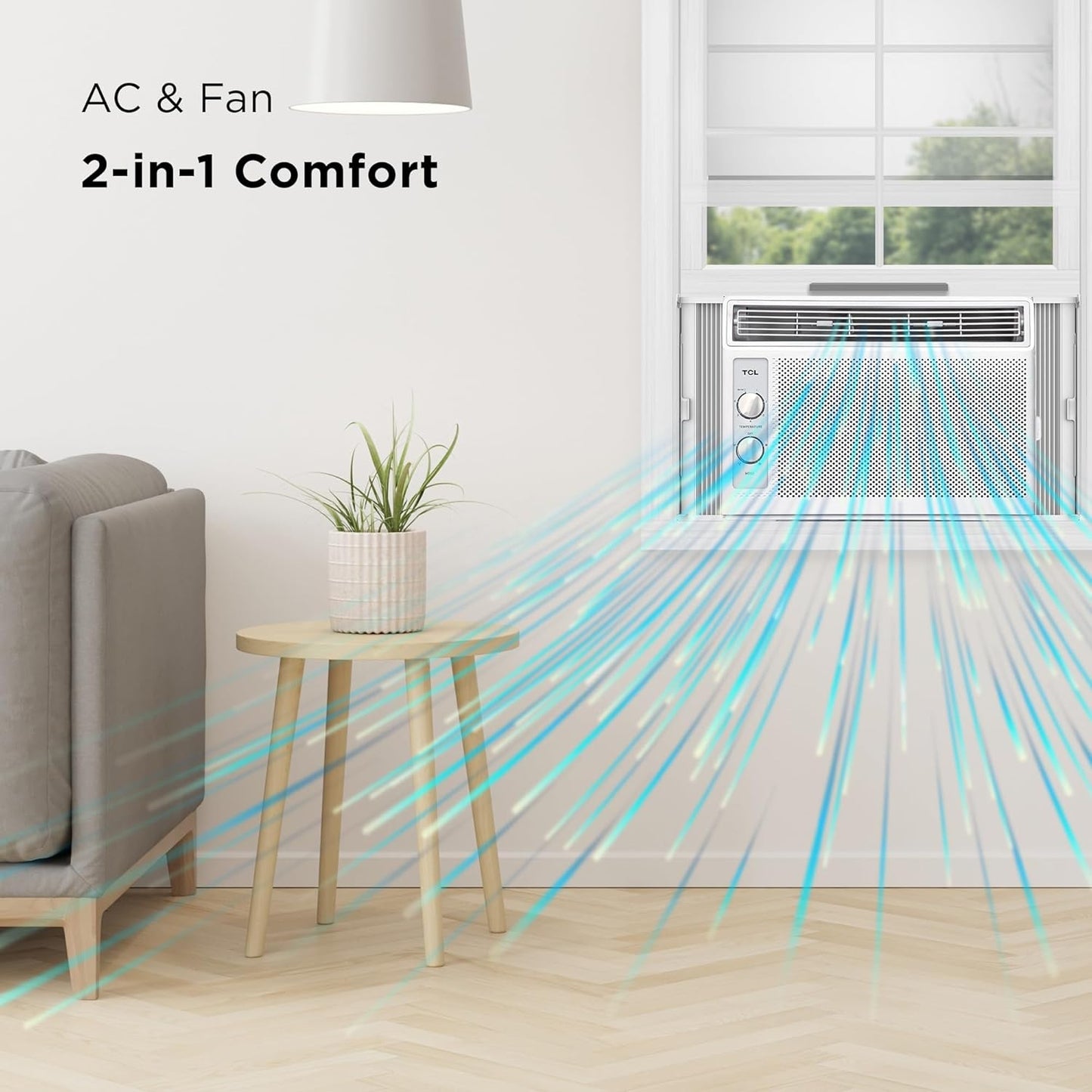 TCL H5W33M 5,000, 115V, AC for Small Rooms 5000 BTU Window Air Conditioner,150 Sq. Ft, Easy-to-Use, Reusable Filter, Compact Design, White