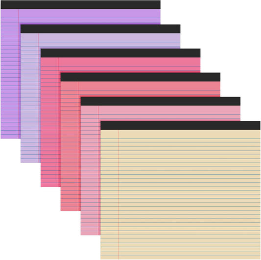 Lincia 6 Pcs 11" x 9.5" Legal Pads College Ruled Notepad Landscape Notebook Horizontal Lined Notebook 80 Gsm Assorted Colors Paper Pastel Writing Pads for School Office, 40 Sheet (Happiness Color)